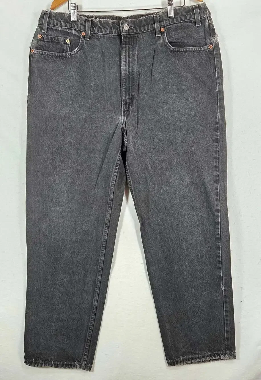Vintage 80s Levis 550 Black Jeans Mens 42x32 Made in Puerto Rico USA 1989 Frayed